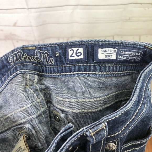 [Miss Me] Embellished Bling Pocket Boot Cut Jeans - Picture 6 of 8